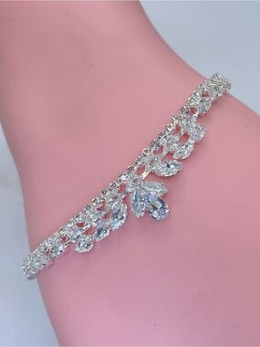 Swarovski Crystal Elements White Crystal Bridal Tennis Bracelet Formal Art Deco